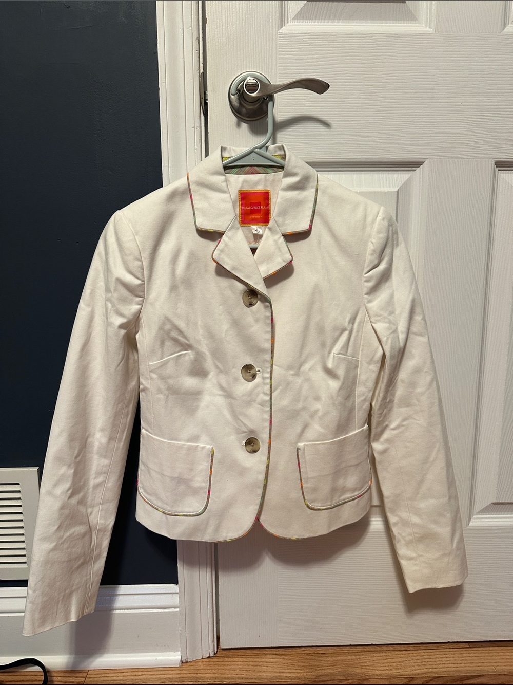 Women’s Isaac Mizrahi for Target 100% Cotton Blazer with Subtle Trim- Size 2